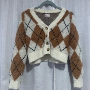 Fuzzy Button Down Cropped Sweater